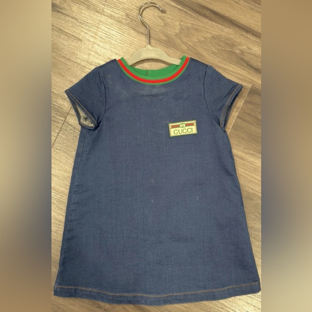Gucci Vintage Dress Denim Fashion Designer Baby Toddler